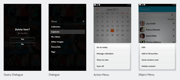 Overview of dialogues and menus