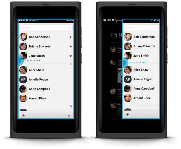 Swipe edge from any direction to return to your last view